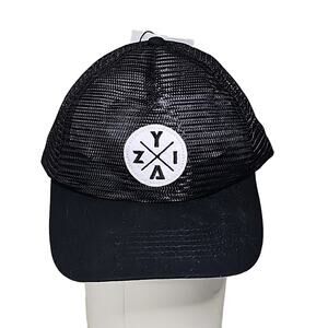 ZYIA Active Unisex Logo Patch Black Mesh Trucker Style Ball Cap Hat, NWT